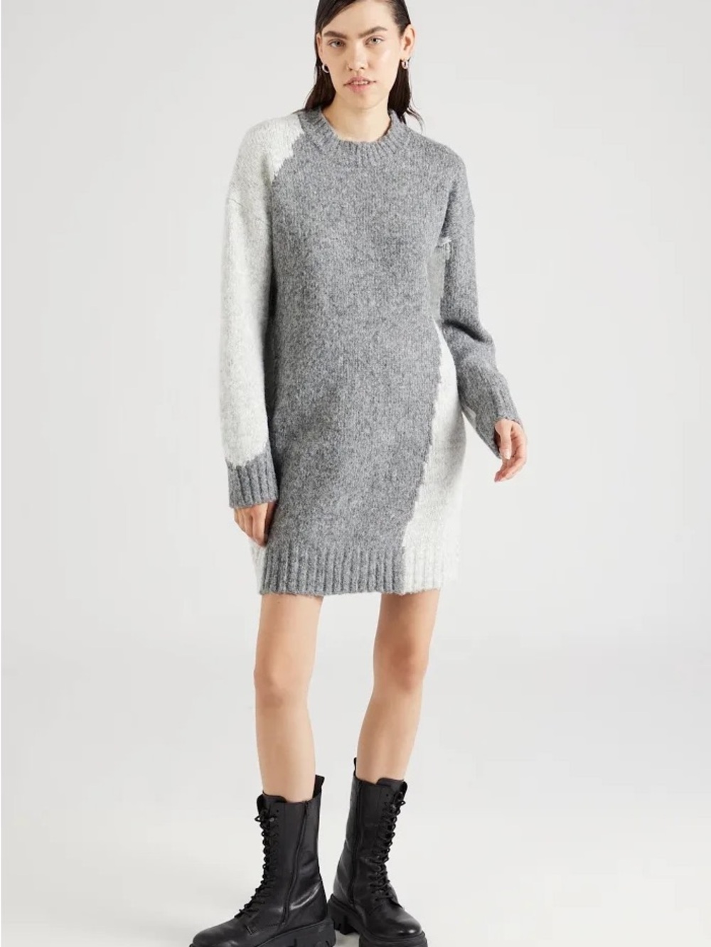 Topshop Two-Tone Grey Knit Sweater Dress